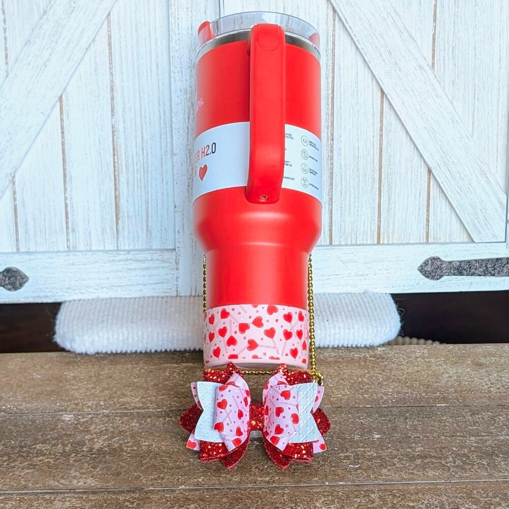 NWT Stanley Valentine’s Day RED 40oz Tumbler + Custom Bow/Boot ❤️ - Picture 8 of 9
